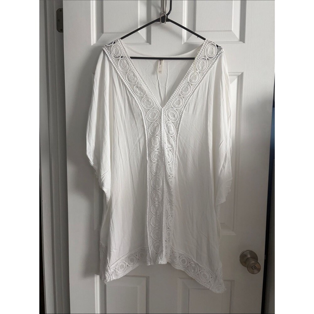Cacique Swim Beachy Lace Boho Swim Kaftan Coverup Tunic Size 18/20
